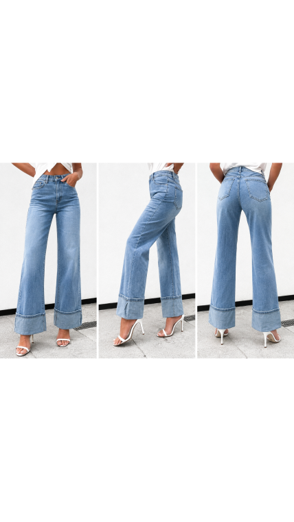 L❤️V❤️ Stilingi Wide Leg džinsai su atvartais 3 L❤️V❤️ Stilingi Wide Leg džinsai su atvartais 3